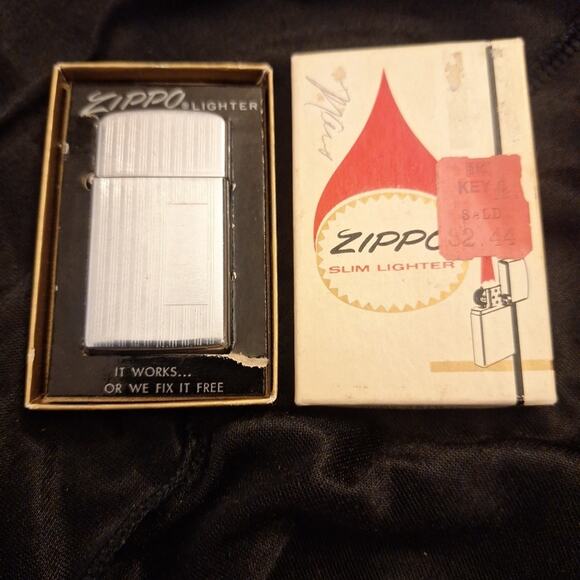 Vintage 1959 Slim Personalized Engraved Chrome Zippo Lighter In Box - Picture 1 of 8